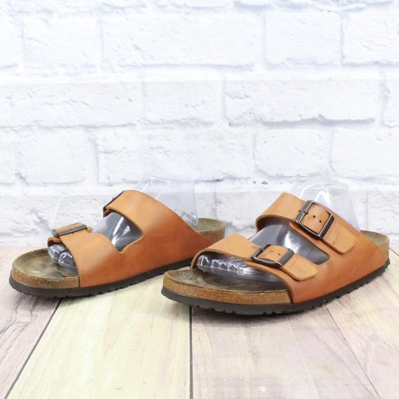 Birkenstock Arizona Oiled Brown Leather Soft Footbed Sandals Size 12 / 45 - Picture 2 of 9